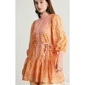 Roiii Lace Baroque Button Down Long Sleeve Cotton boho cottagecore eyelet dress